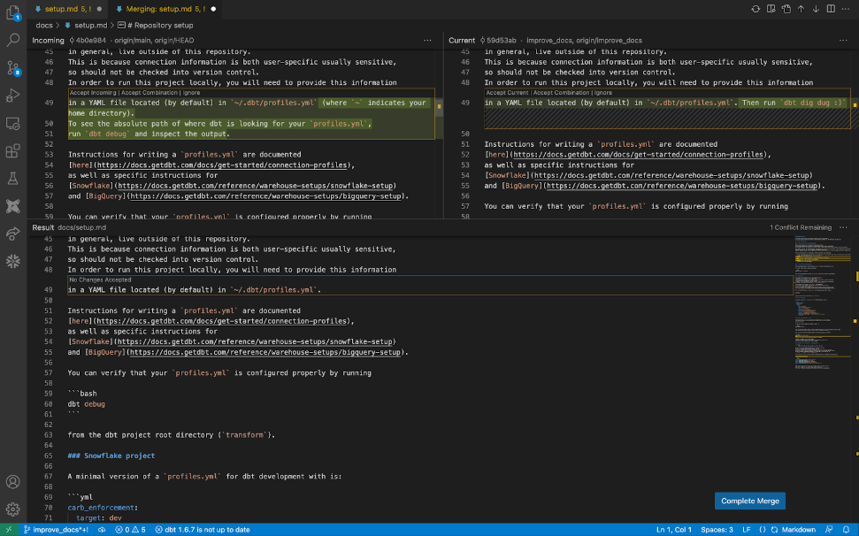 merging in a vs code2